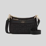 KATE SPADE Duet Spade Flower Quilted Nylon Crossbody Bag Black KK901