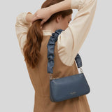 KATE SPADE Grace Glazed Leather Shoulder Bag Blue KN040