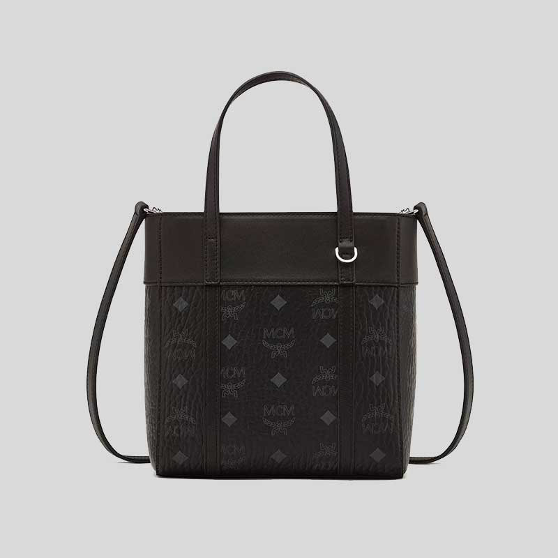 MCM Toni Top-Zip Shopper In Visetos Leather Mix Black MWPDSTA01BK001 lussocitta lusso citta