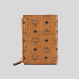 MCM Bifold Zip Card Wallet In Visetos Original Cognac MXSFATA02CO001