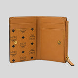 MCM Bifold Zip Card Wallet In Visetos Original Cognac MXSFATA02CO001