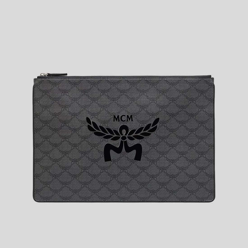 MCM Himmel Zip Pouch In Lauretos Dark Grey MXZEAAC08ED001 lussocitta lusso citta