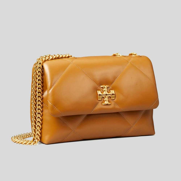 TORY BURCH Small Kira Diamond Quilt Convertible Shoulder Bag Tan 154706