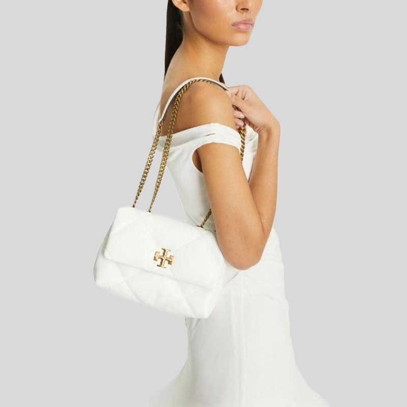 TORY BURCH Small Kira Diamond Quilt Convertible Shoulder Bag Blanc 154706