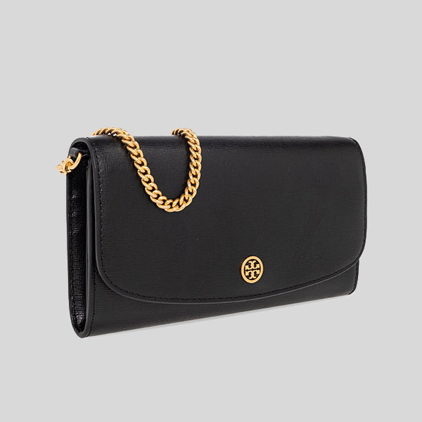 TORY BURCH ROBINSON Chain Wallet Black 137152