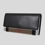 BURBERRY Halton Check Canvas Large Envelop Wallet Black 80840311