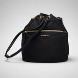 BURBERRY Nylon Drawstring Bucket Bag Black 81092671