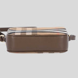 BURBERRY Small Camera Bag Check Canvas Ebony Brown 81140711