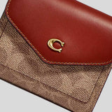 COACH Colorblock Coated Canvas Signature Wyn Small Wallet Tan Rust C2329