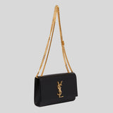 SAINT LAURENT YSL Small Kate In Grain De Poudre Embossed Leather Black 469390BOW0J