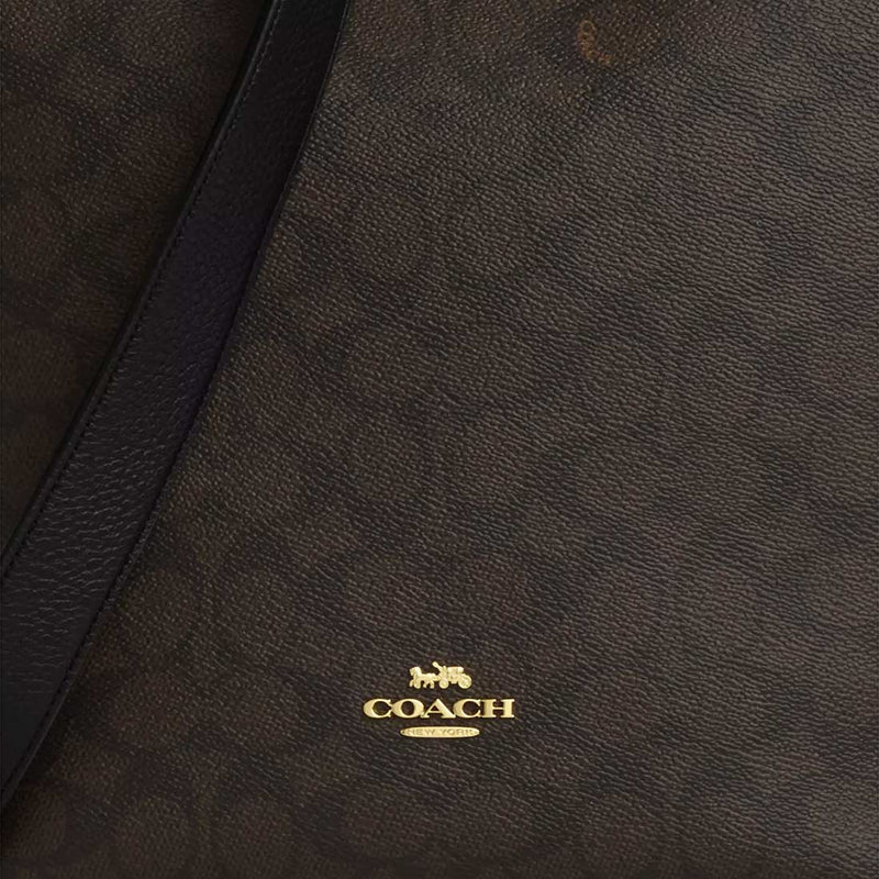 COACH Val Duffle Bag In Signature Canvas Walnut/Black CAB12