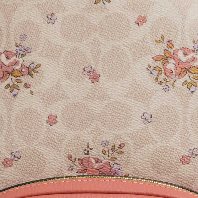 COACH Court Backpack In Signature Canvas With Floral Print Sand Multi CAS40
