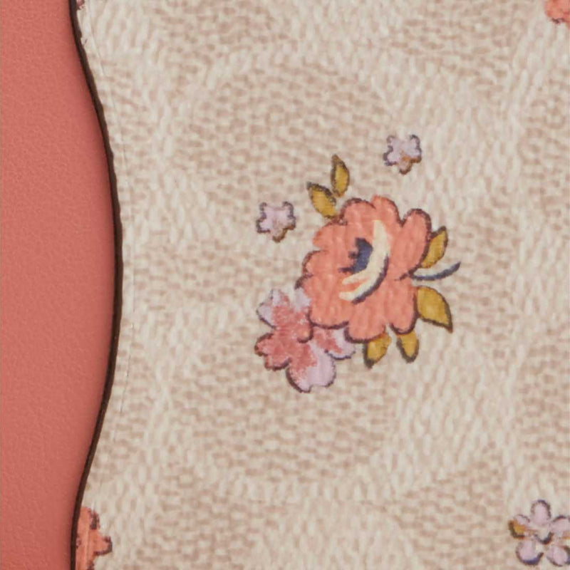 COACH Zip Card Case In Signature Canvas With Floral Print Sand Multi CAU45