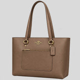COACH Station Tote Bag In Crossgrain Leather Dark Stone CCD71