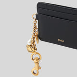 CHLOE Charms Card Holder In Grained Leather Black CH25AP977Q12001