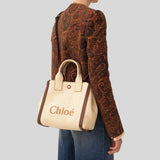 CHLOE Small Chloe Carry Tote Bag In Raffia Effect Fibres Hot Sand CH25US911P1924P