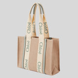 CHLOE Woody Medium Tote Bag Bluish Green CHC23AS383L1738T