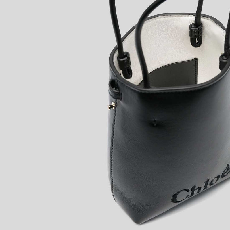 CHLOE Micro Chloe Sense Tote Bag In Soft Leather Black CHC23UP873I10001