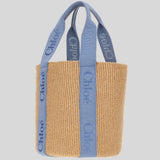 CHLOE Large Woody Basket In Natural Fibers Ashes Blue CHC23AS380L1844J