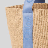 CHLOE Large Woody Basket In Natural Fibers Ashes Blue CHC23AS380L1844J