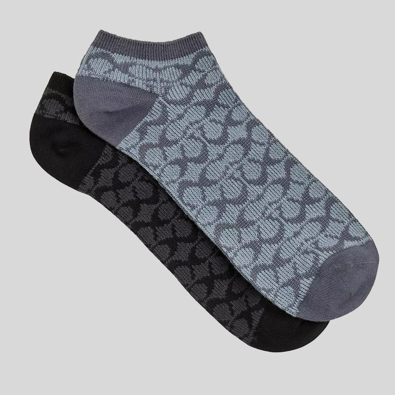 COACH Signature Ankle Socks Grey Blue/Black CK702