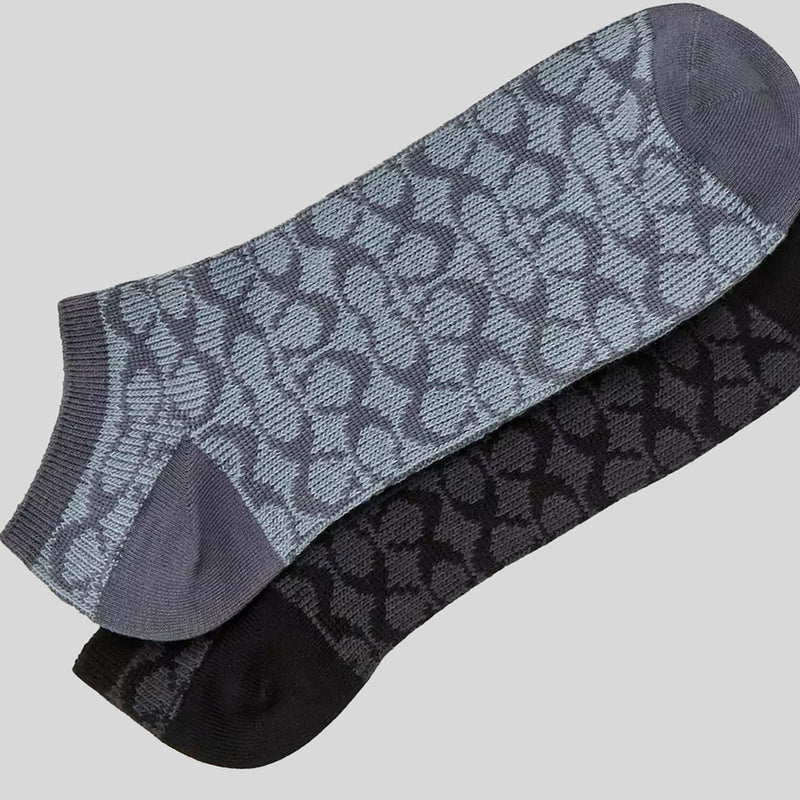 COACH Signature Ankle Socks Grey Blue/Black CK702