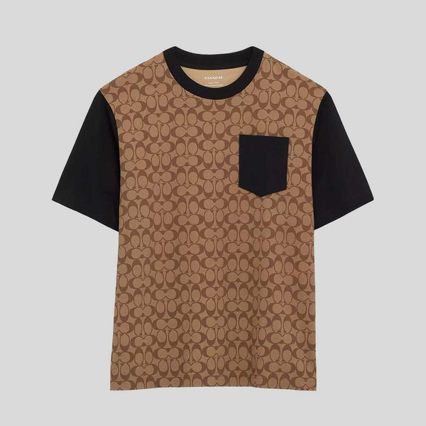 COACH Signature T Shirt In Organic Cotton Khaki Signature CO789