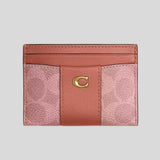 COACH Essential Card Case In Signature Canvas Melon Pink CBY80