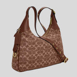COACH Ella Shoulder Bag In Signature Chenille Light Khaki/Vintage Brown CCE49