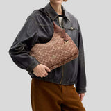 COACH Ella Shoulder Bag In Signature Chenille Light Khaki/Vintage Brown CCE49