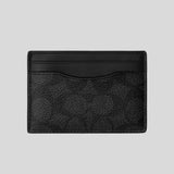 COACH Card Case With Money Clip In Signature Canvas Black Signature CCF98