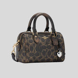 COACH Mini Rowan Crossbody Bag In Loved Signature Canvas With Charms Brown CDY29