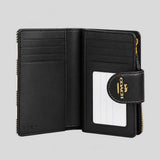 COACH Medium Corner Zip Wallet With Gingham Print Black Multi CFA18
