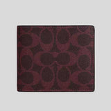 COACH Men's 3 In 1 Wallet In Signature Canvas Black Currant PRINT VARIES CW380