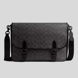 COACH Hitch Messenger Bag In Signature Canvas Charcoal CAH92