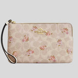 COACH Large Corner Zip Wristlet In Signature Canvas Sand Multi CBA72