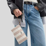 COACH Large Corner Zip Wristlet In Signature Canvas Sand/Tan CBP09