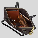 COACH Fiona Zip Tote Bag In Signature Canvas Walnut/Black CBT18