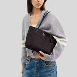 COACH Fiona Zip Tote Bag In Signature Canvas Walnut/Black CBT18