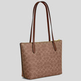 COACH Fiona Zip Tote Bag In Signature Canvas Tan/Brown CBT18