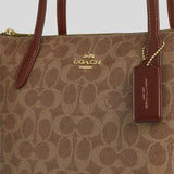 COACH Fiona Zip Tote Bag In Signature Canvas Tan/Brown CBT18