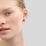 COACH Enamel Circle Stud Earrings Gold/Black CBW29