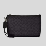 COACH Pouch In Signature Canvas Charcoal/Black CCF32