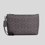 COACH Pouch In Signature Canvas Grey/Charcoal CCF32