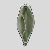 COACH Corner Zip Wristlet In Signature Leather With Heart Charm Pale Green CDF04