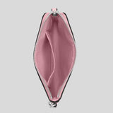 COACH Corner Zip Wristlet In Signature Leather With Heart Charm Silver/Pink CDF04