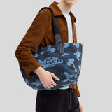 COACH Small Tour Tote Bag With Camo Print Blue Multi CDQ74