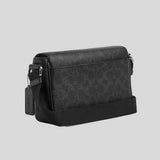 COACH Jack Small Flap Crossbody Bag In Signature Canvas Black Signature CDZ95