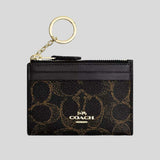 COACH Mini Skinny Id Case In Loved Signature Canvas Brown CEI20