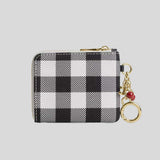 COACH Small Corner Zip Wallet With Gingham Print And Charms Black Multi CEU99